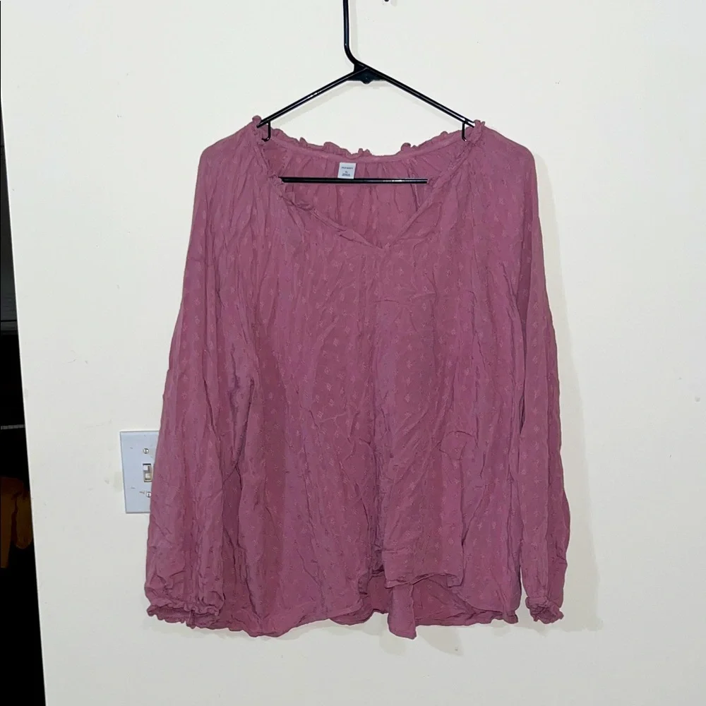 Beautiful Old Navy Women’s Embroidered Rose Pink Long Sleeve Blouse - Picture 1 of 6